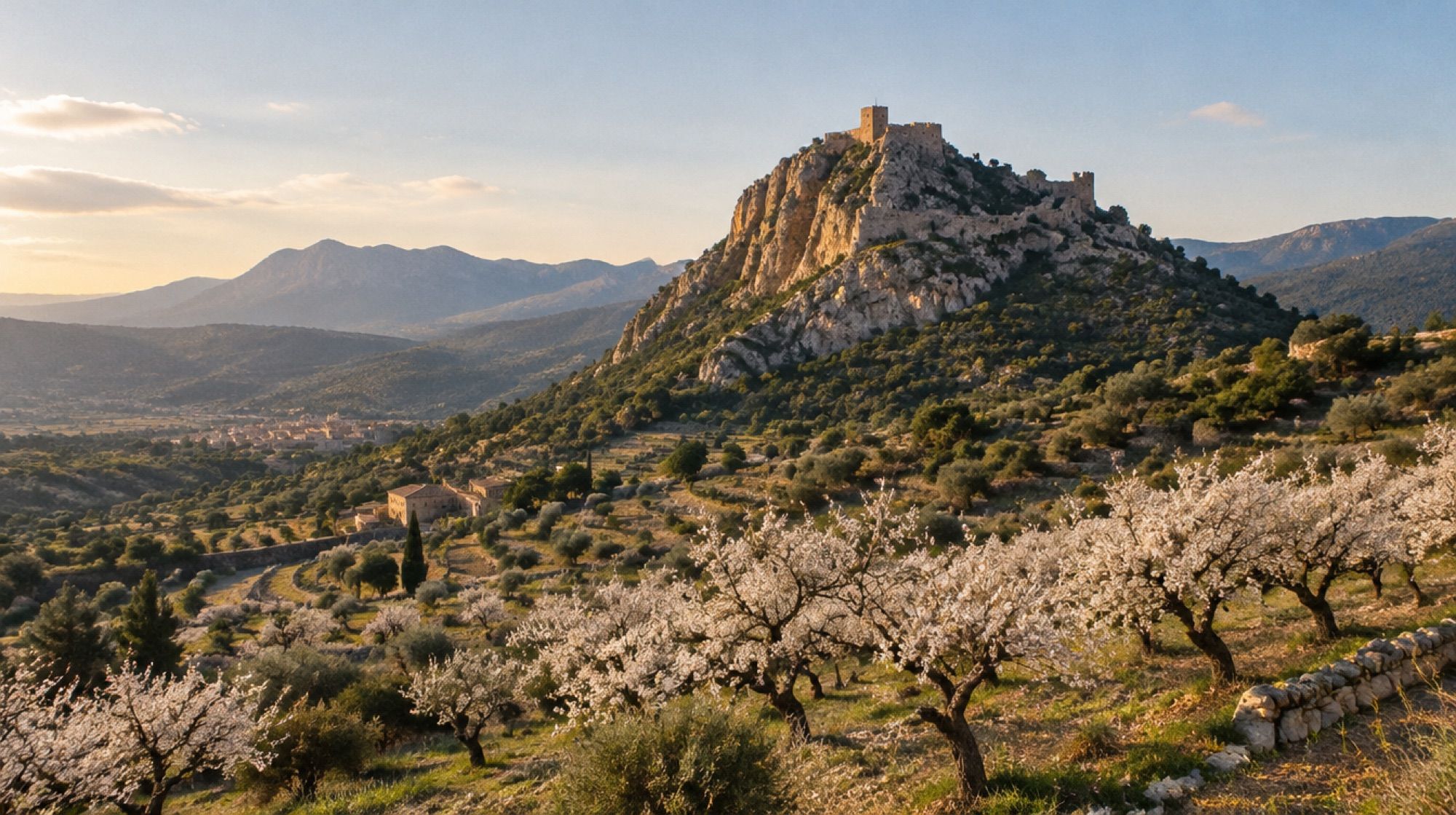 Puig d'Alaró mit Castell d'Alaró über dem Ort