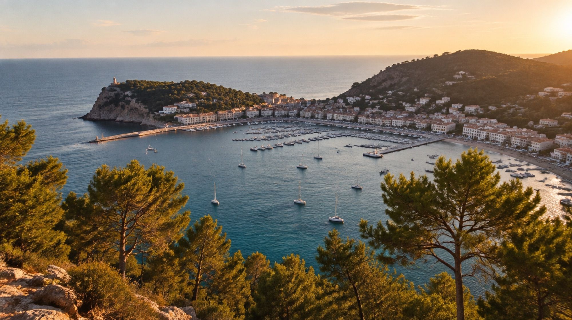 Blick vom Mirador de Ses Barques auf die Hafenbucht von Port de Sóller
