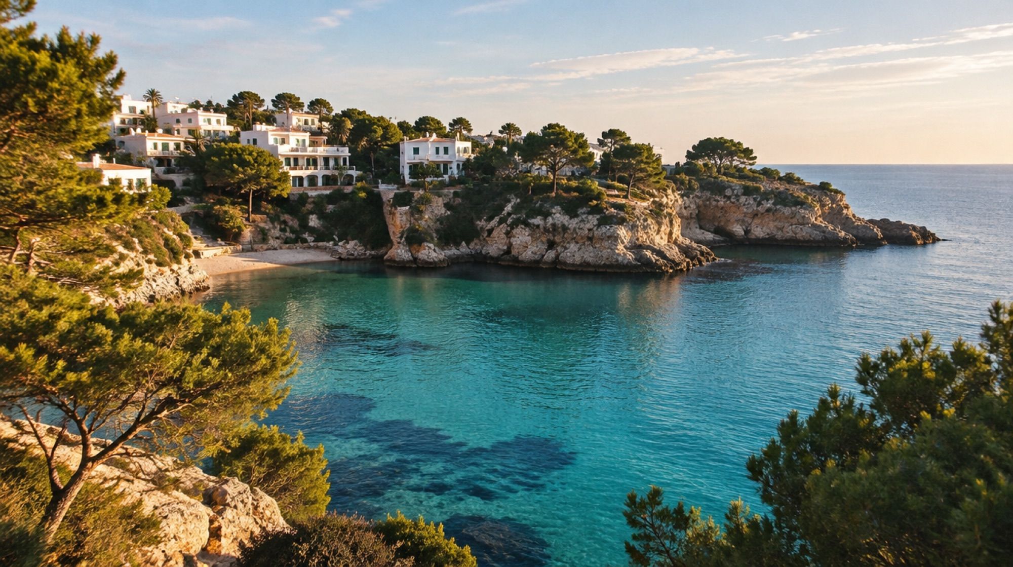Cala Gran mit weißen Häusern in Cala d'Or