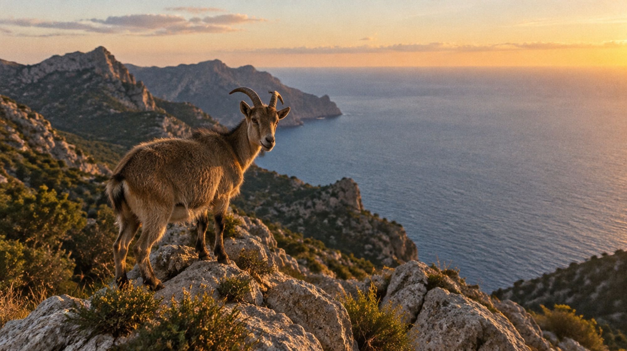 Ziege auf Felsen in der Serra de Tramuntana