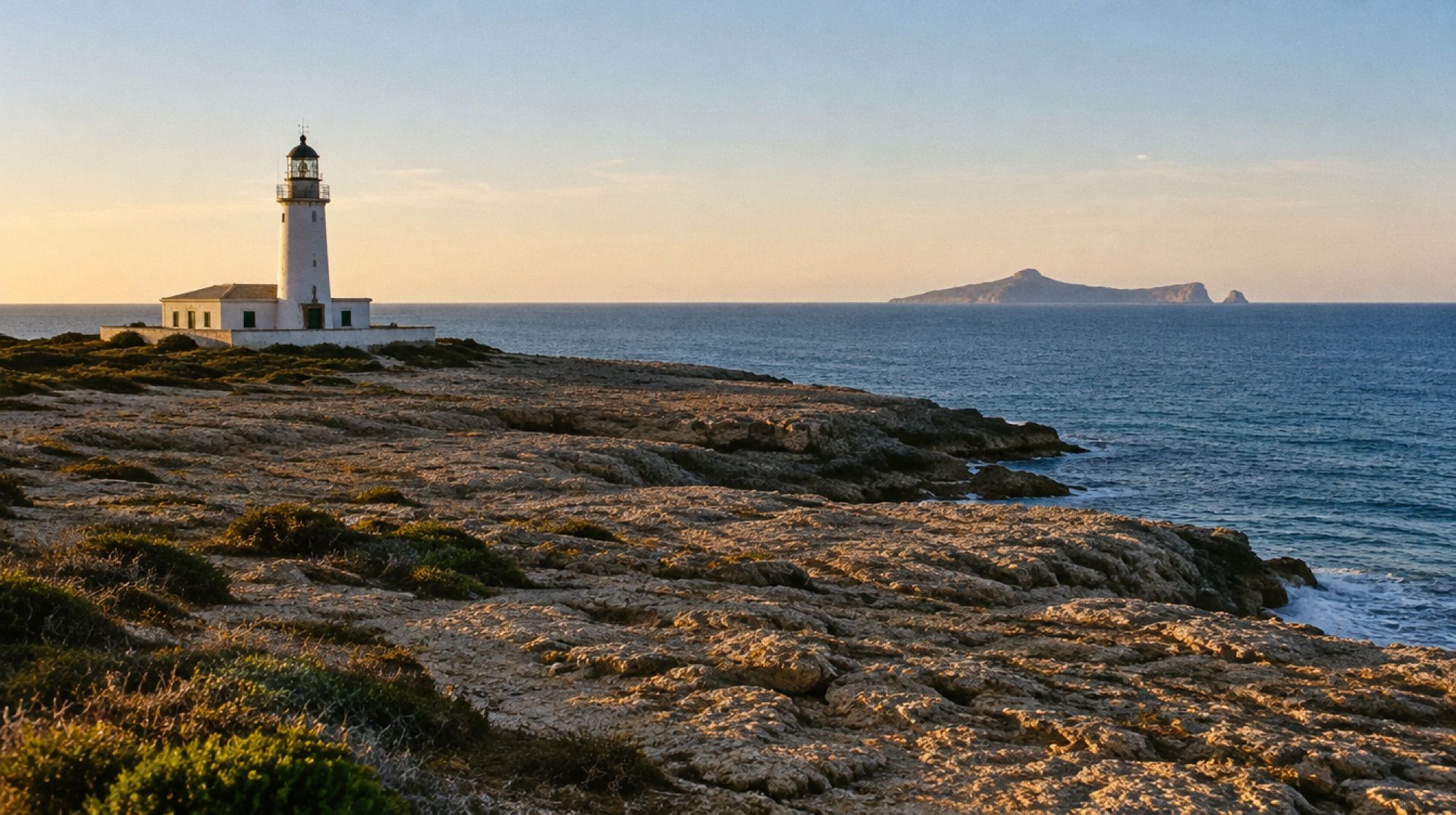 Leuchtturm am Cap de ses Salines mit Blick auf Cabrera