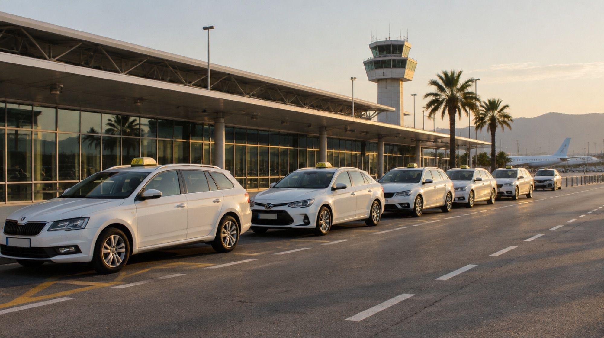 Wartende Taxis vor dem Flughafen Palma de Mallorca