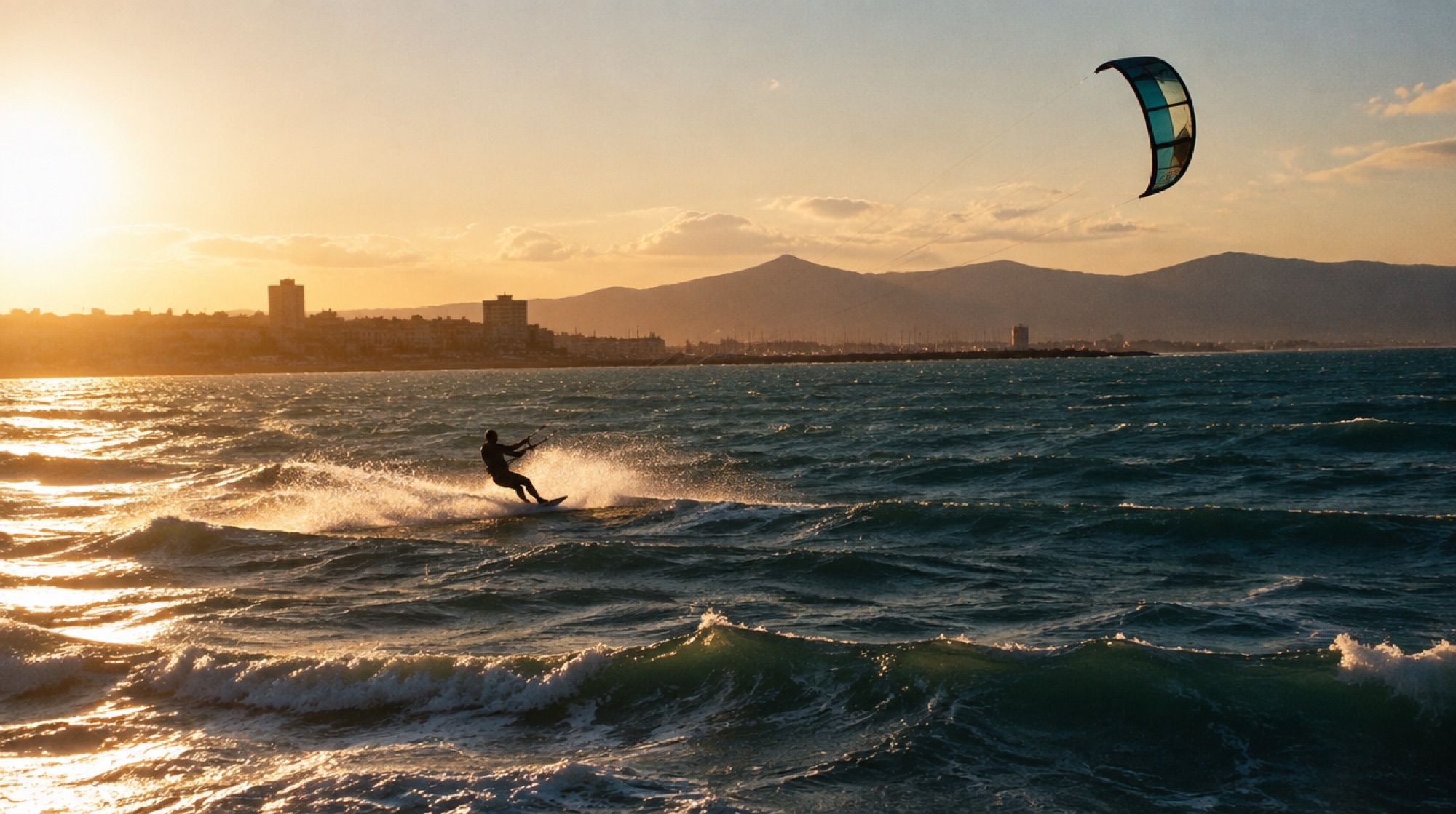 Kitesurfer an der Platja de Palma bei Can Pastilla